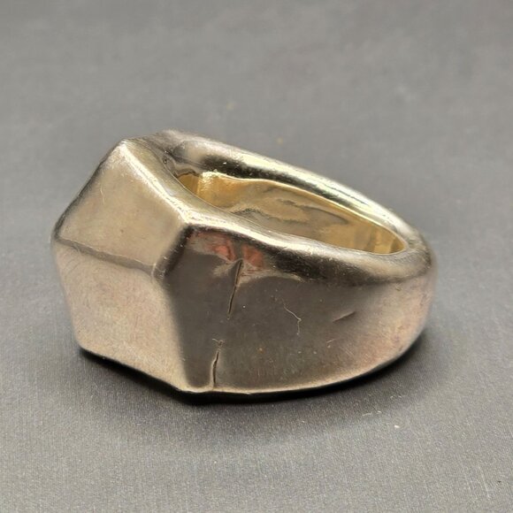 VTG Israel Electroform Sterling Silver Geometric Ring Size 7 Modernist 7.82g - Picture 2 of 10